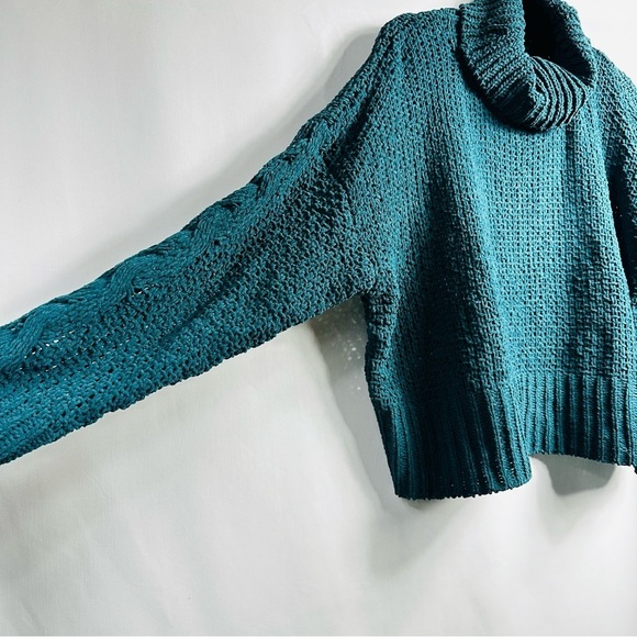 NWT Billabong Sz Large Deep Jade Cowl Neck Loose Knit Jumper Chunky Sweater - Picture 2 of 9